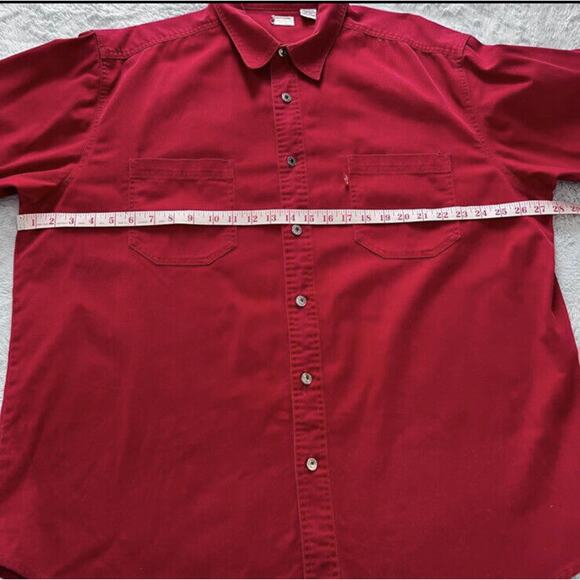 Levi’s vintage red Button Down Shirt size XL loose fit Heavy Weight - Picture 3 of 9